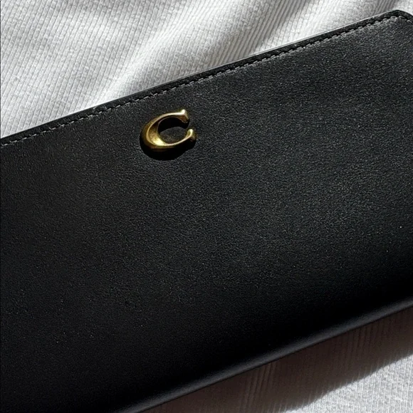 NWT Black Coach Wallet Essential Slim Billfold NEW Zipper for coins cards - Picture 6 of 9